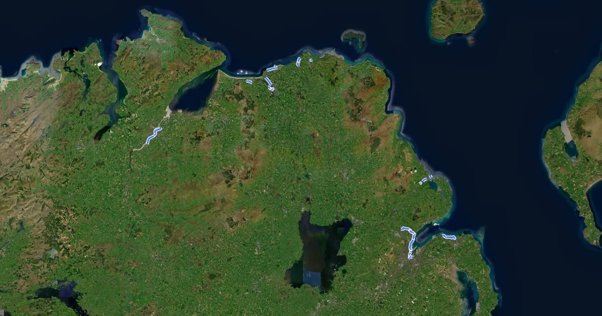 Маршрут National Cycle Network National Route 93 на спутниковом снимке