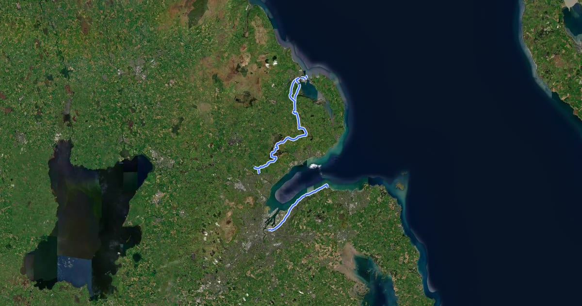 Маршрут National Cycle Network National Route 93 Extension на спутниковом снимке