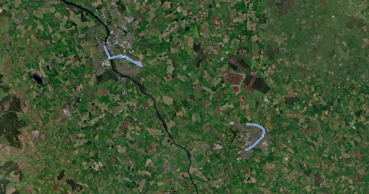 Маршрут National Cycle Network National Route 96 на спутниковом снимке