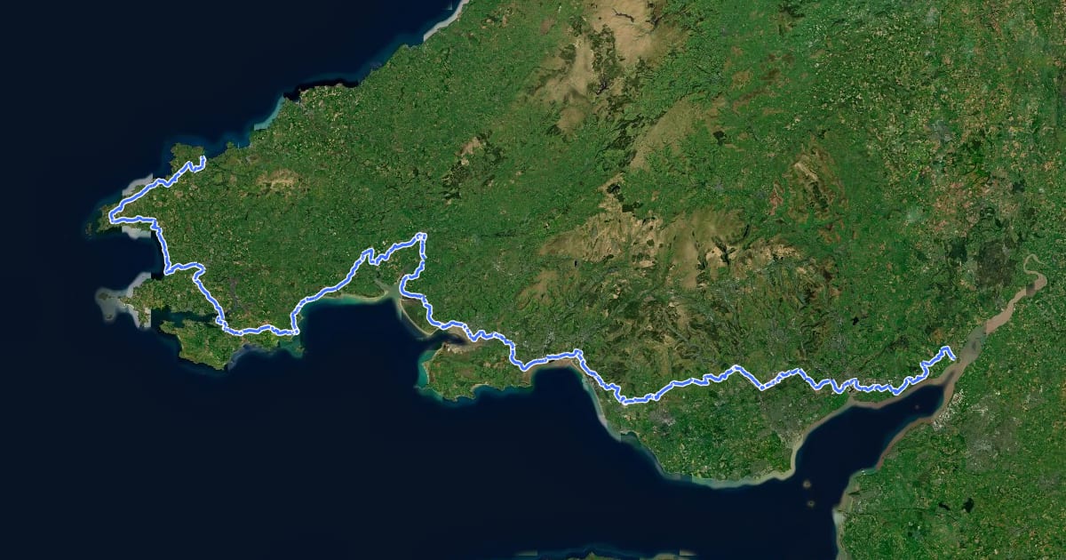 Маршрут National Cycle Network Route 4 на спутниковом снимке