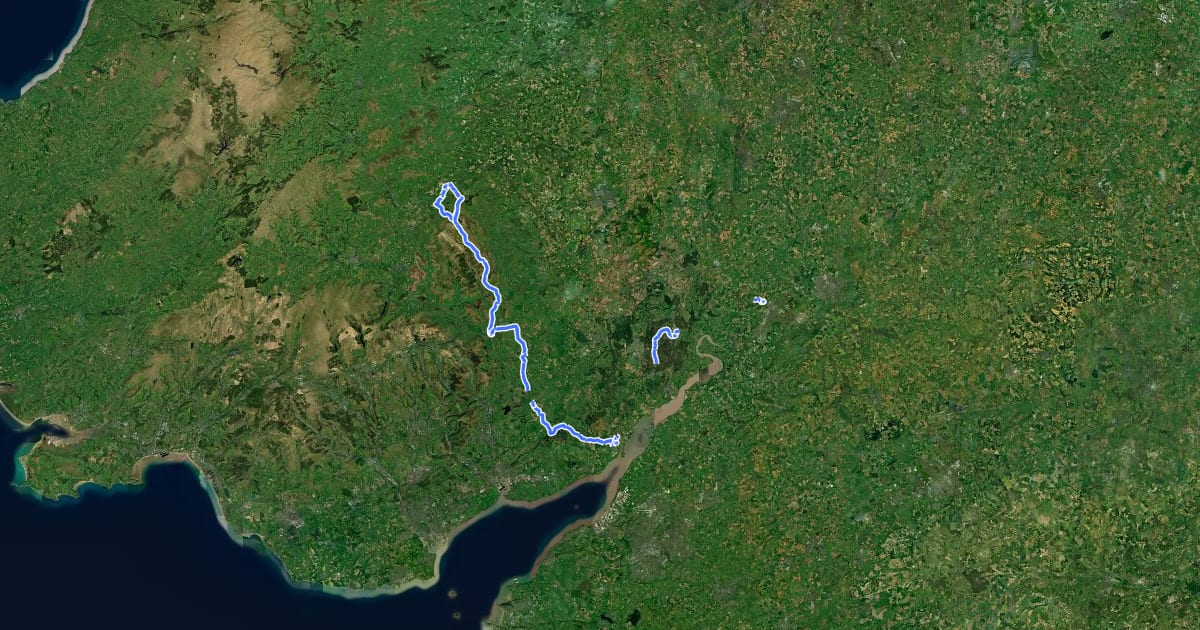 Маршрут National Cycle Network Route 42 на спутниковом снимке