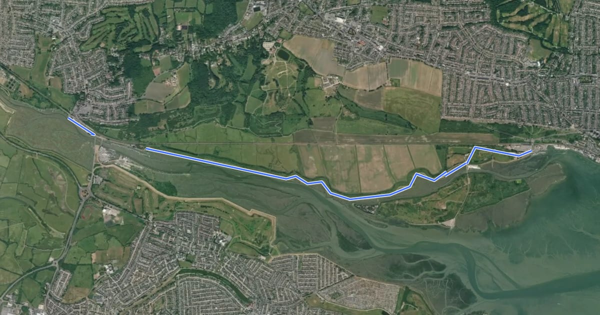 Маршрут National Cycle Route 16 (proposed) на спутниковом снимке