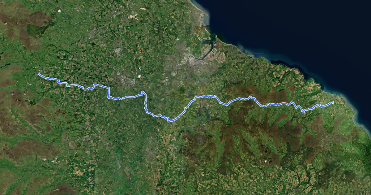 Маршрут National Cycle Route 165 на спутниковом снимке