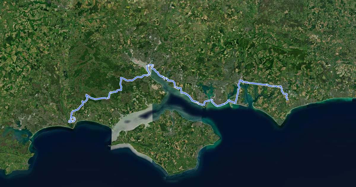 Маршрут National Cycle Route 2 South Mundham to Christchurch на спутниковом снимке