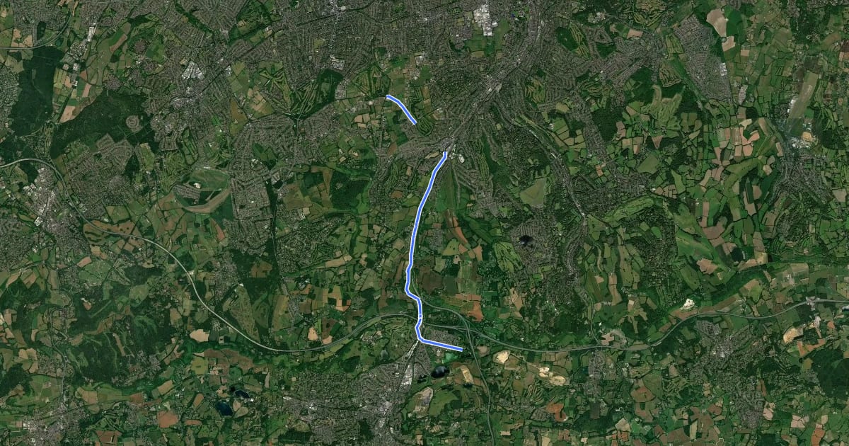 Маршрут National Cycle Route 20 Wandsworth to South Merstham (proposed) на спутниковом снимке