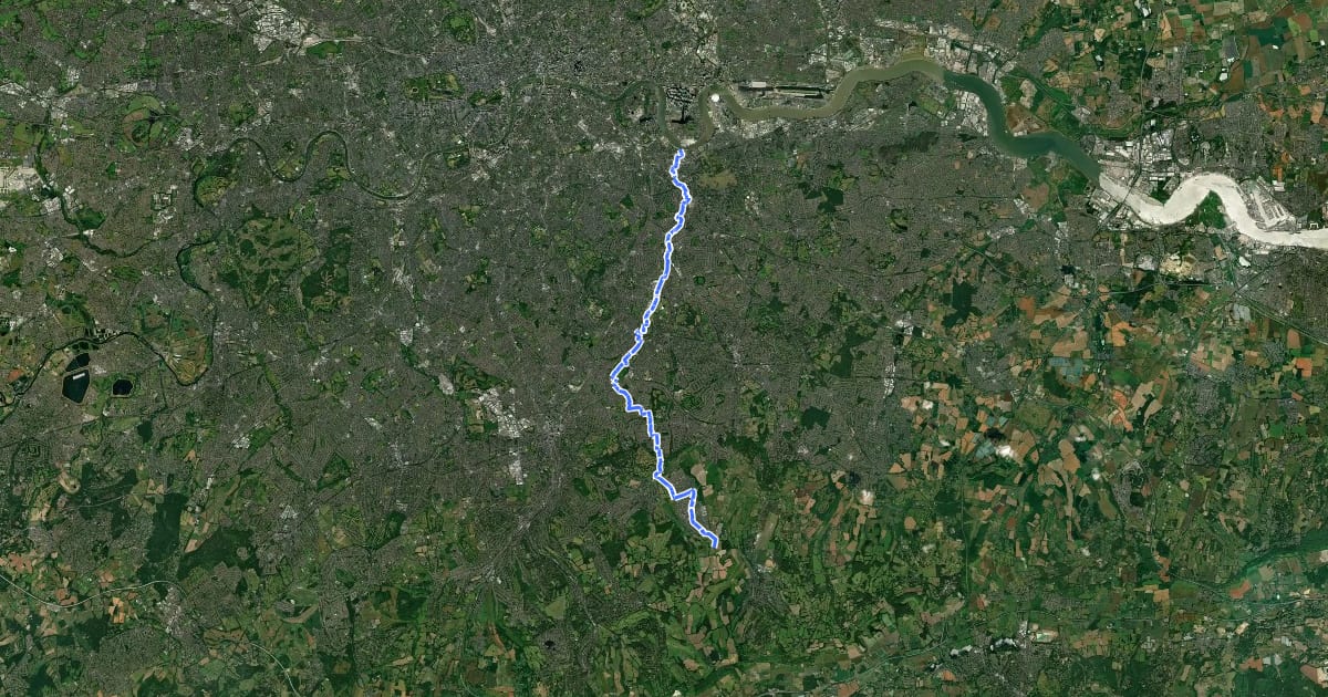 Маршрут National Cycle Route 21 на спутниковом снимке