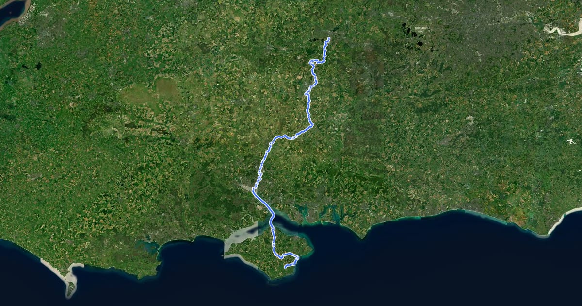 Маршрут National Cycle Route 23 на спутниковом снимке