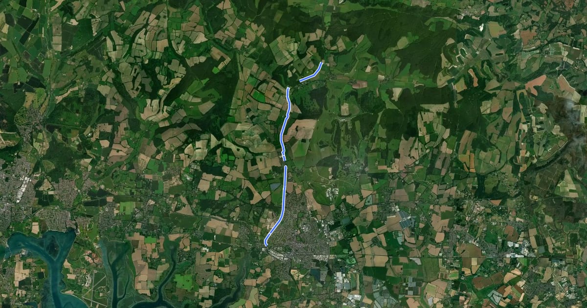 Маршрут National Cycle Route 288 Chichester to West Dean на спутниковом снимке