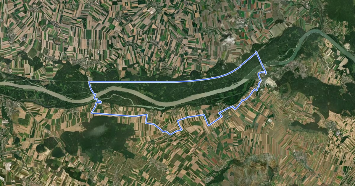 Маршрут Nationalpark Tour Donau-Auen на спутниковом снимке