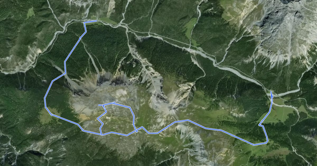 Маршрут Nationalpark Wanderroute 15 (Munt la Schera) на спутниковом снимке