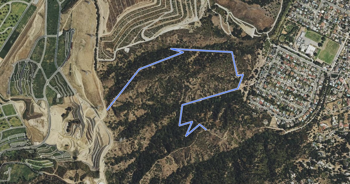 Маршрут Native Oak Trail на спутниковом снимке