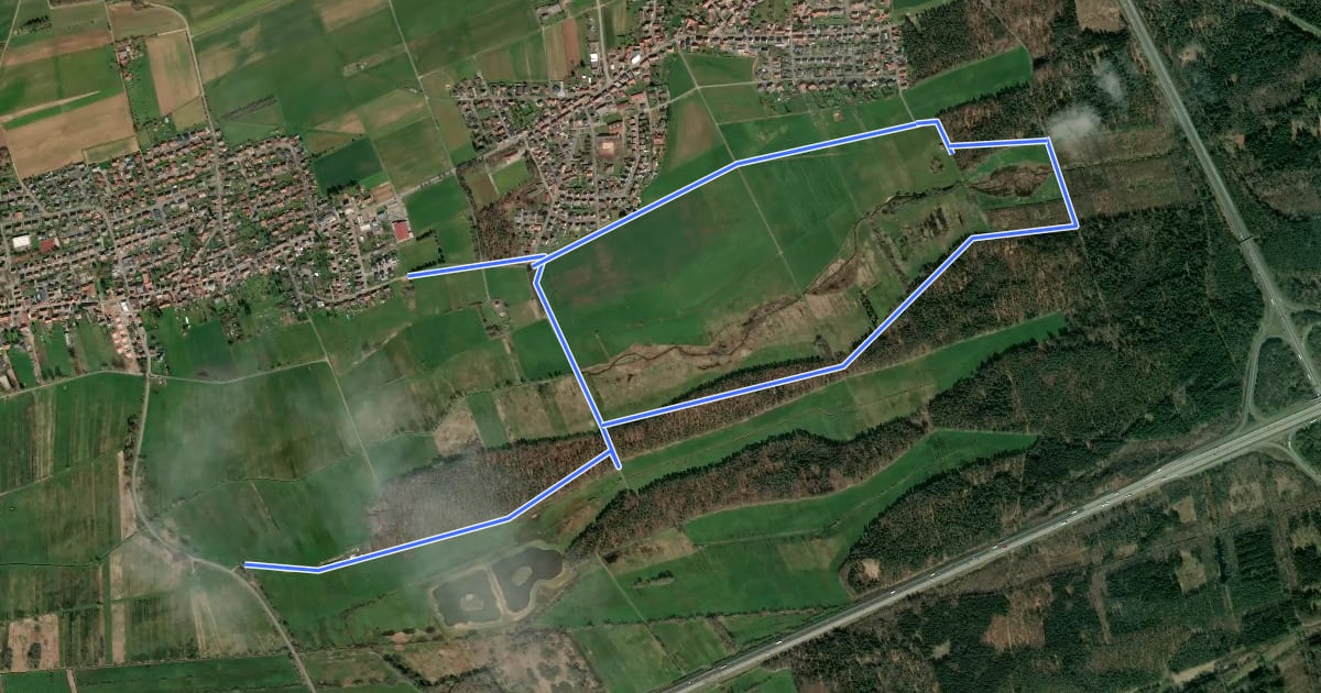Маршрут Natura 2000 Weg Kranichwoog на спутниковом снимке