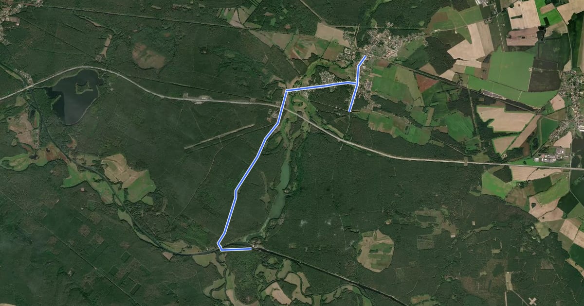 Маршрут Natura Trail Radwandern in der Drahendorfer Spreeniederung - Route 2 на спутниковом снимке