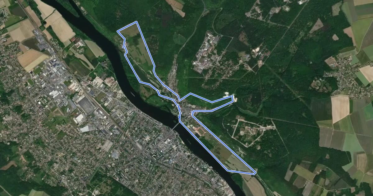 Маршрут Nature et paysages de Vernon rive droite на спутниковом снимке
