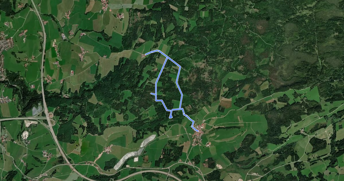 Маршрут Naturerlebnis Durach: Waldweg на спутниковом снимке