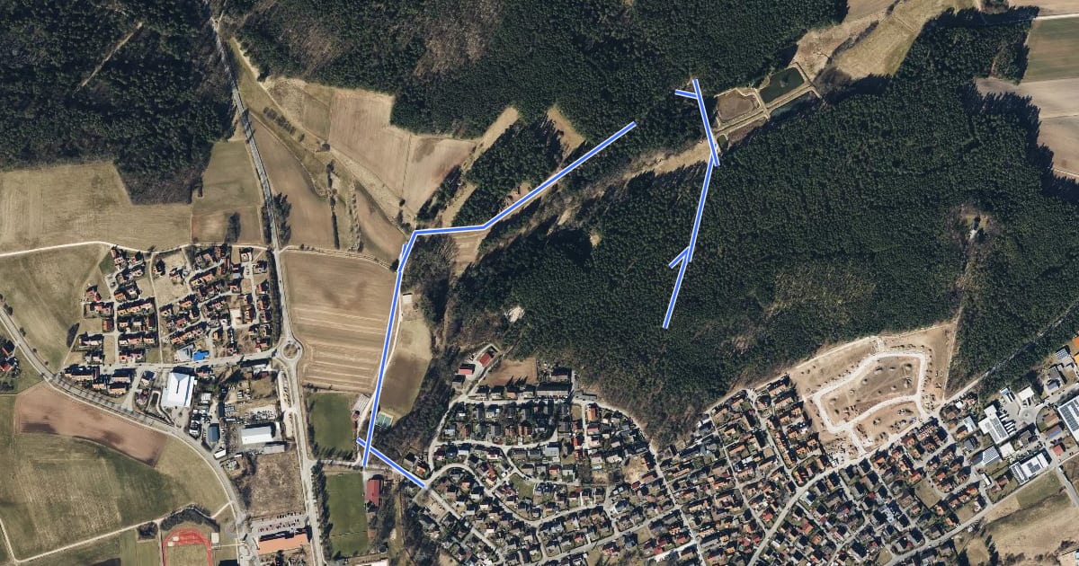 Маршрут Naturerlebnisweg An der kleinen Roth на спутниковом снимке
