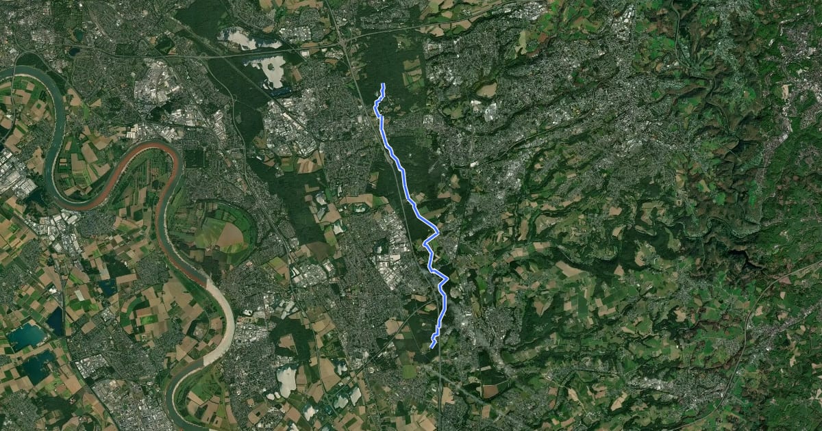 Маршрут Naturfreundeweg Gerresheim-Leichlingen на спутниковом снимке