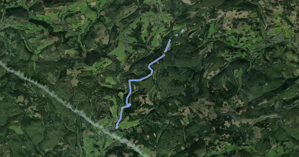 Маршрут Naturfreundeweg Girkhausen - Mollseifen на спутниковом снимке
