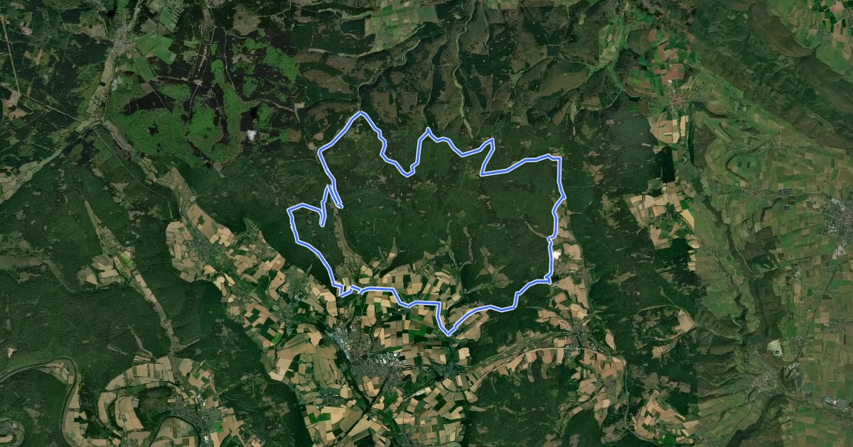 Маршрут Naturpark Solling-Vogler, Tour 12: Köhler-Tour на спутниковом снимке