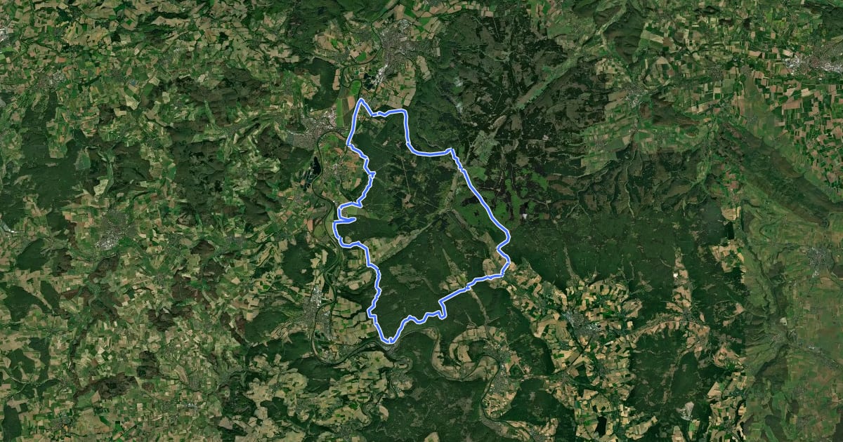 Маршрут Naturpark Solling-Vogler, Tour 5: Drei-Länder-Blick на спутниковом снимке