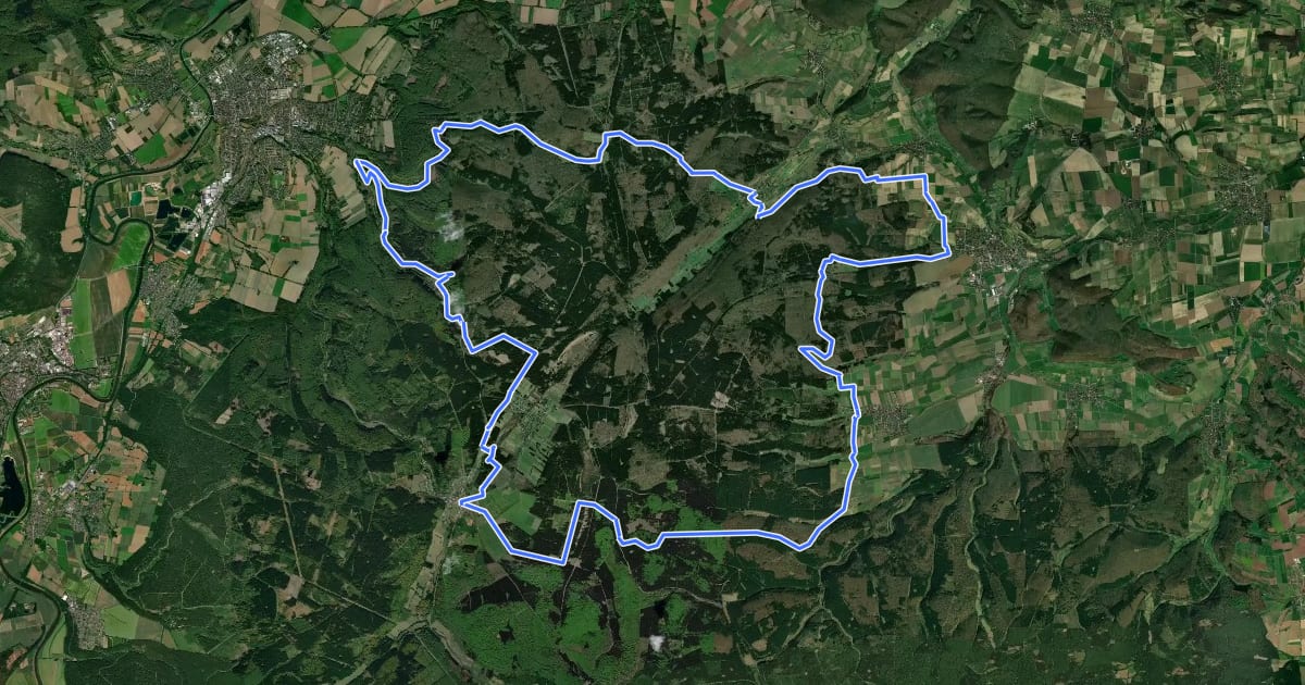 Маршрут Naturpark Solling-Vogler, Tour 7: Durch den Hochsolling на спутниковом снимке