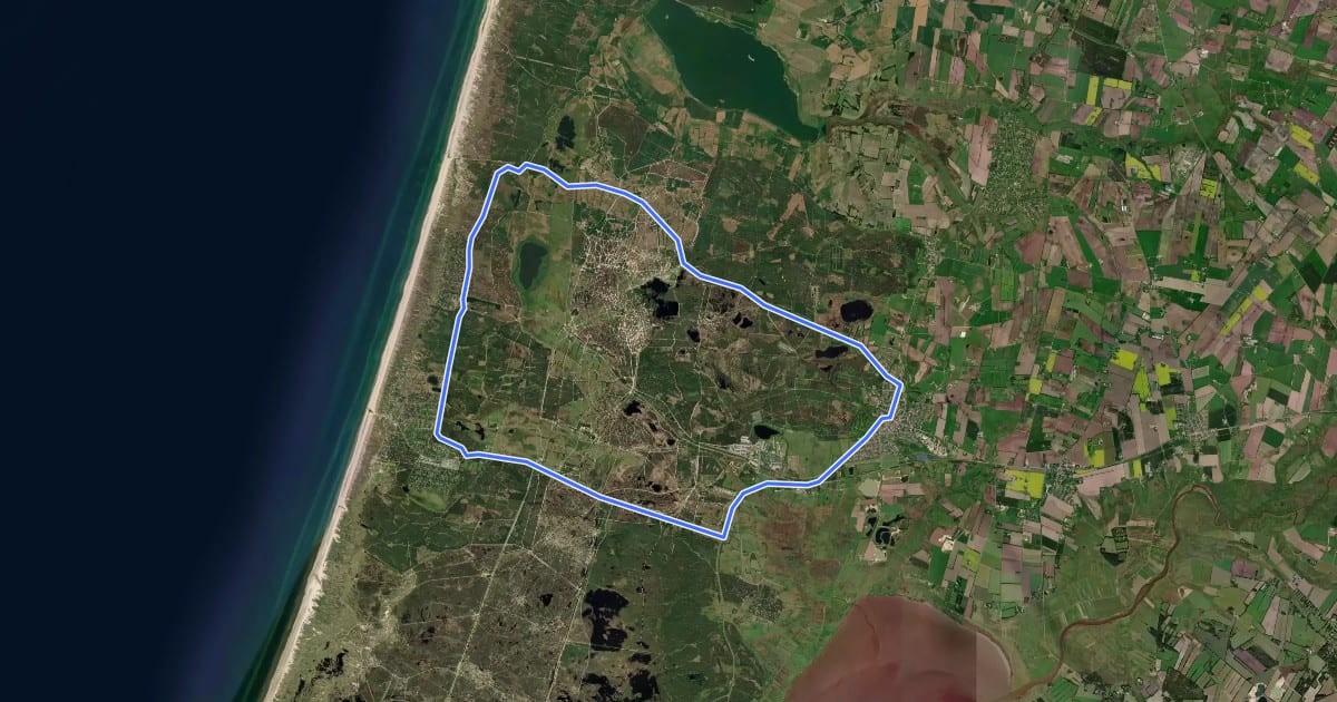 Маршрут Naturpark Vesterhavet на спутниковом снимке