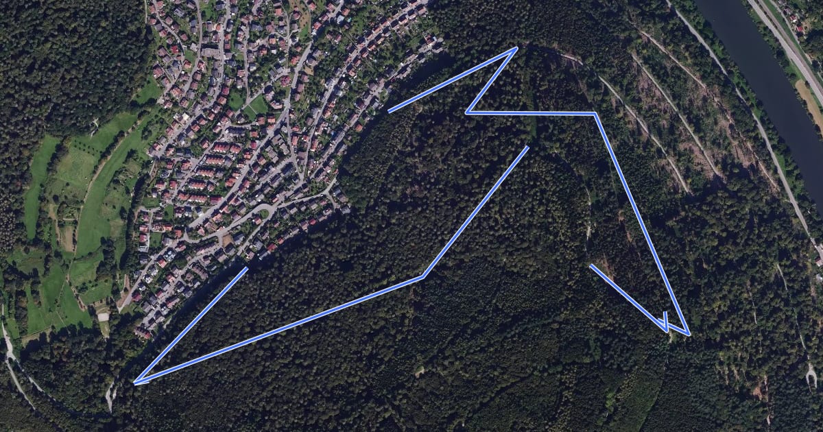 Маршрут Naturpfad Eberbach на спутниковом снимке