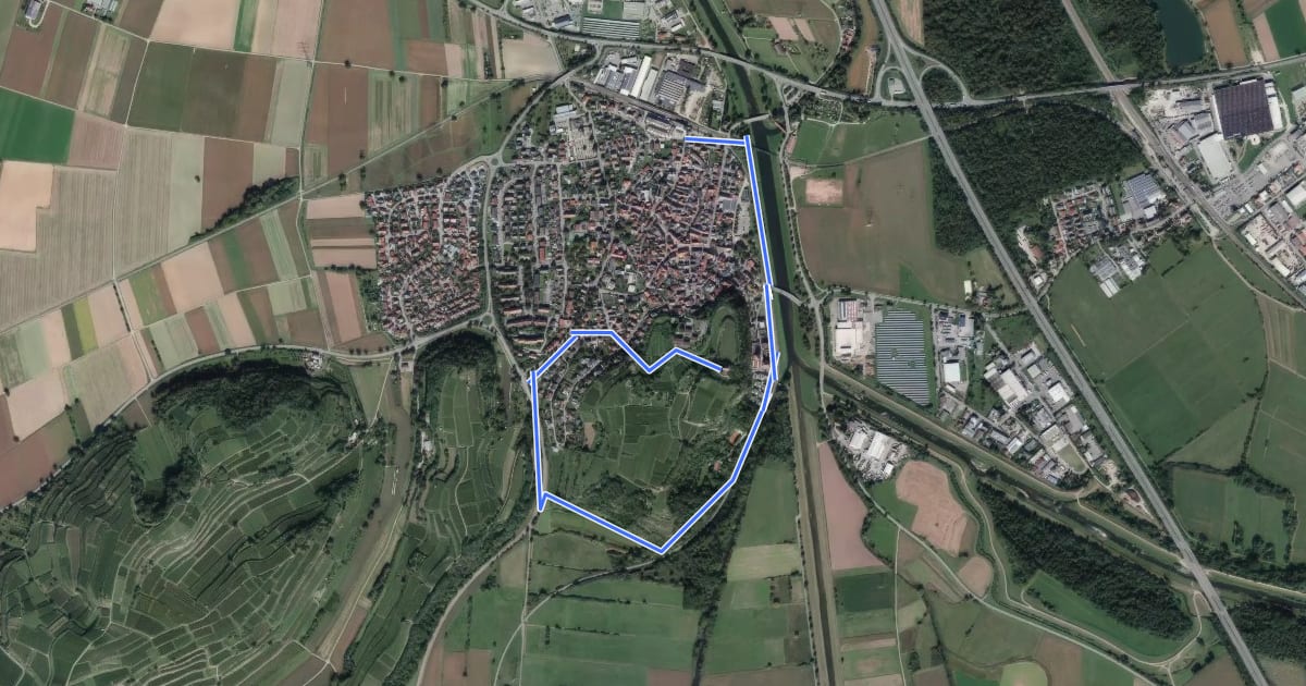 Маршрут Naturpfad Riegel am Kaiserstuhl на спутниковом снимке