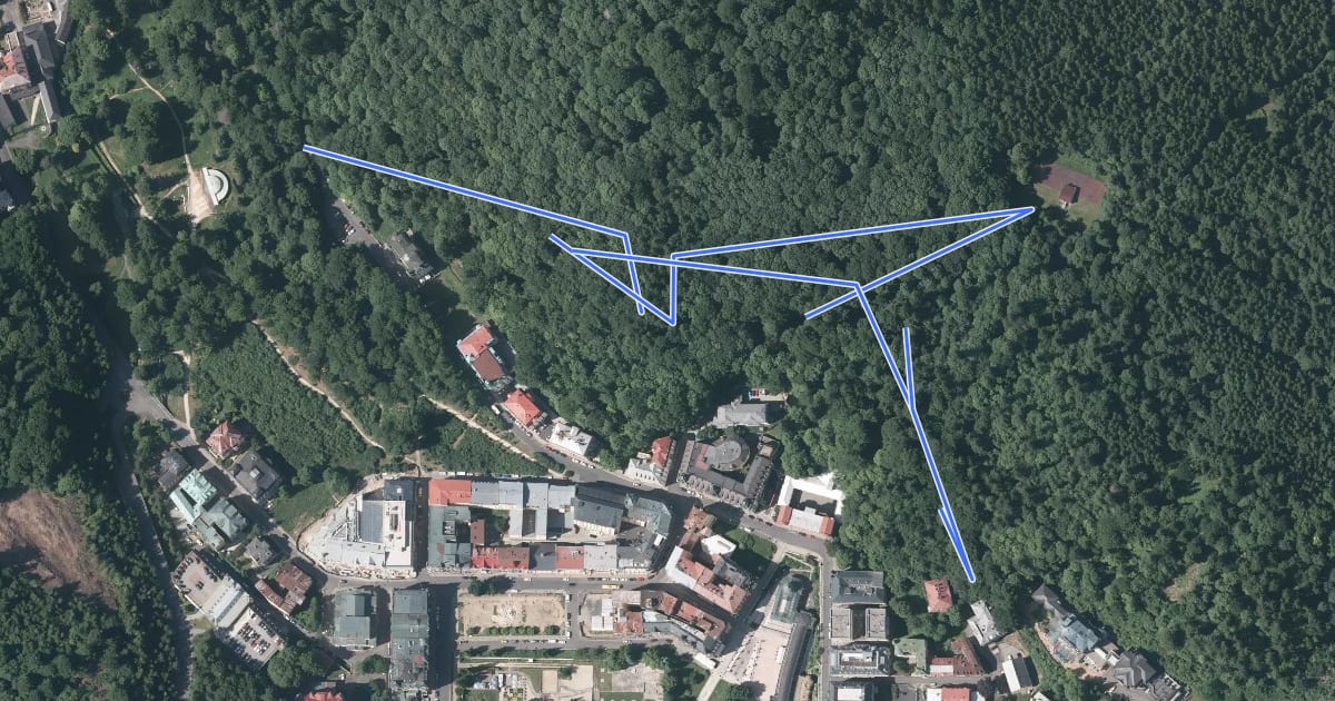 Маршрут Naučná stezka Geologický park Mariánské Lázně на спутниковом снимке