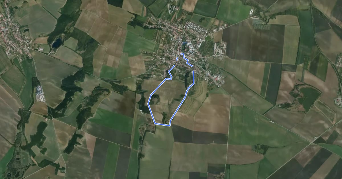 Маршрут Naučná stezka Miroslavské kopce на спутниковом снимке