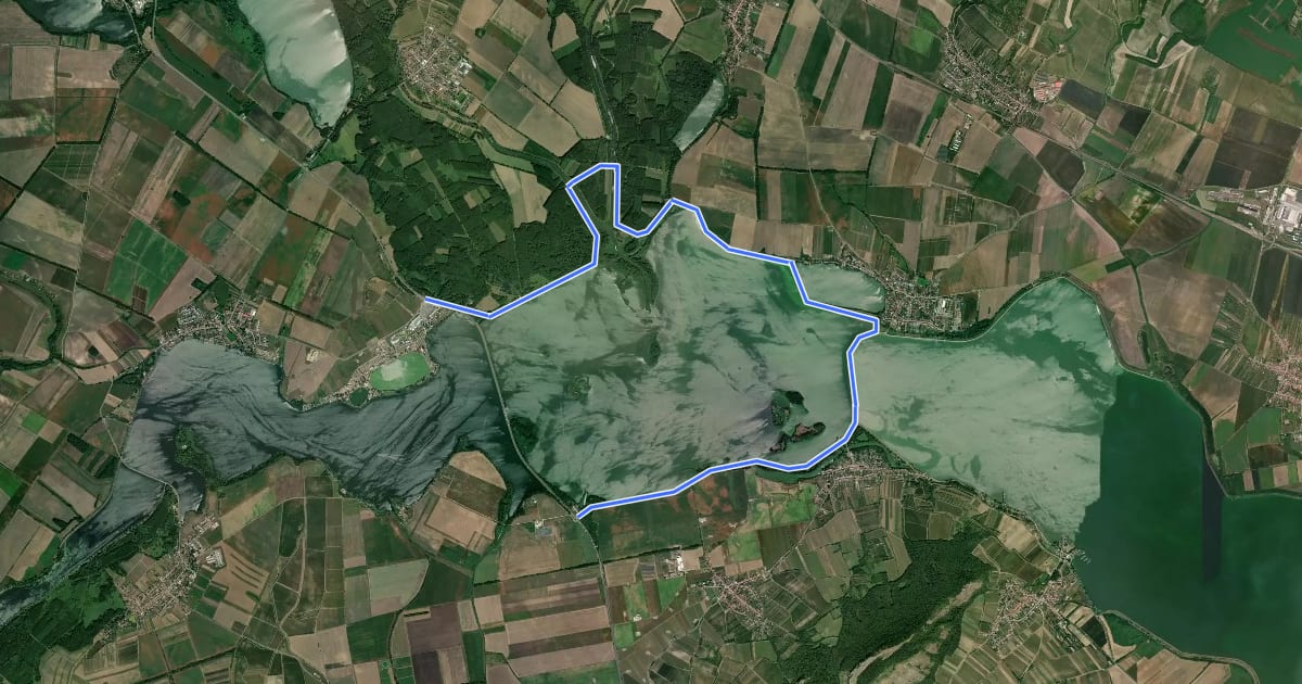 Маршрут naučná stezka Věstonická nádrž на спутниковом снимке