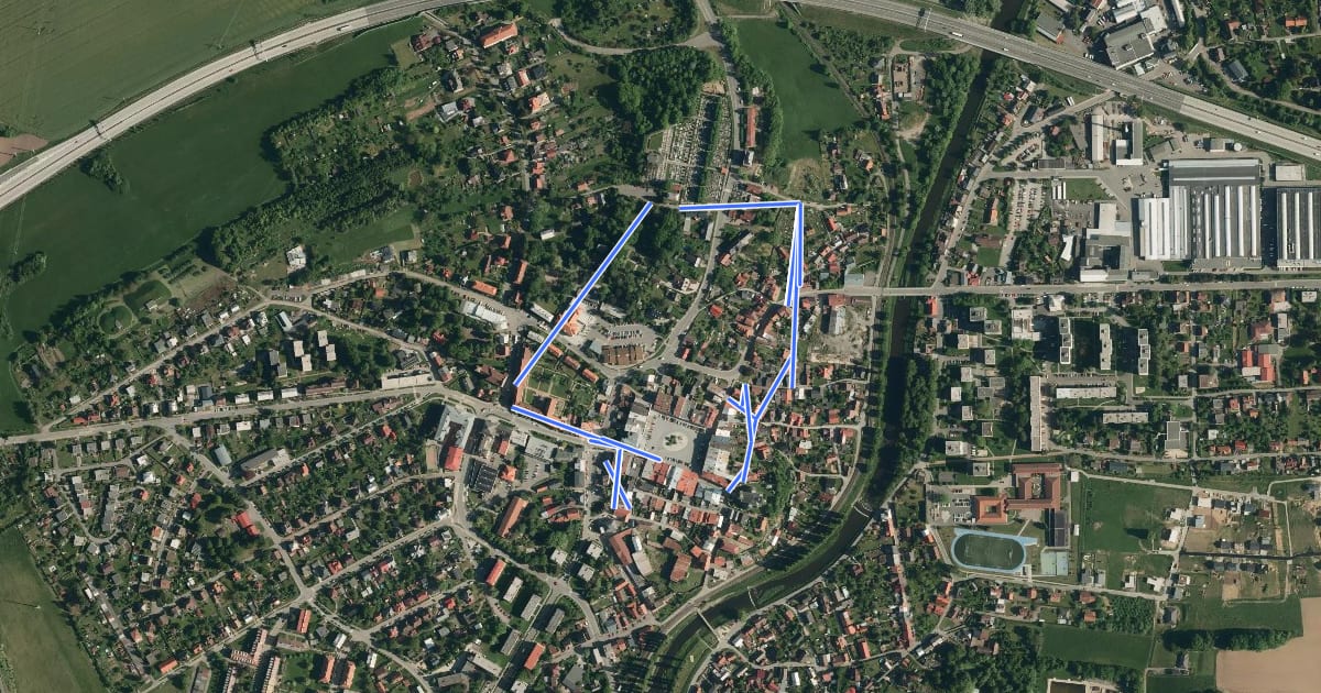 Маршрут Naučná trasa Městské památkové rezervace Příbor на спутниковом снимке