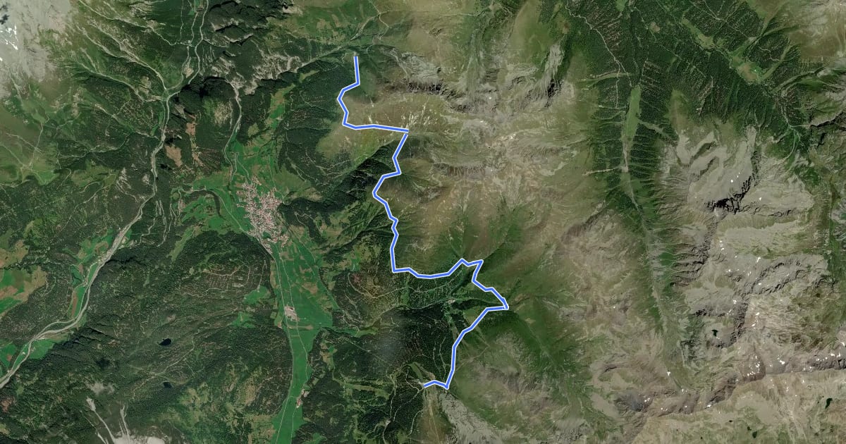 Маршрут Nauderer Höhenweg на спутниковом снимке
