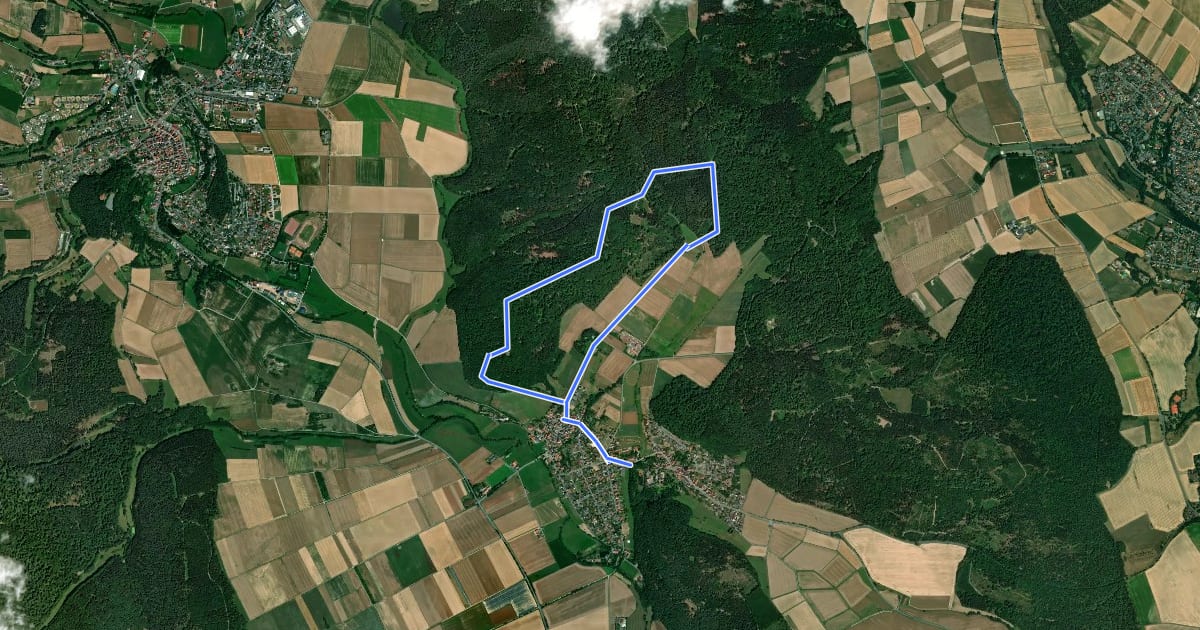 Маршрут Naumburg-Elbenberg - E1 на спутниковом снимке