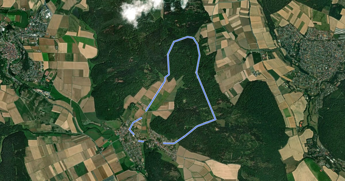 Маршрут Naumburg-Elbenberg, E2 на спутниковом снимке
