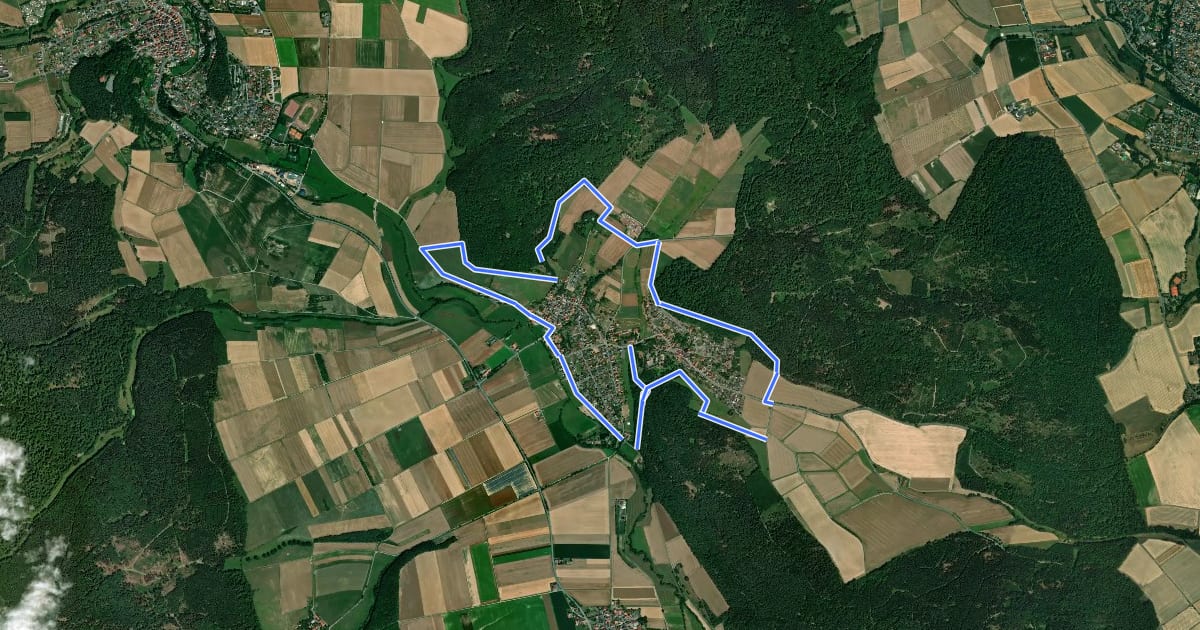 Маршрут Naumburg-Elbenberg - E3 на спутниковом снимке