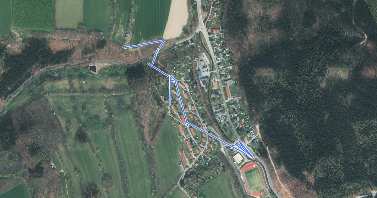 Маршрут Naundorf - Obercarsdorf на спутниковом снимке