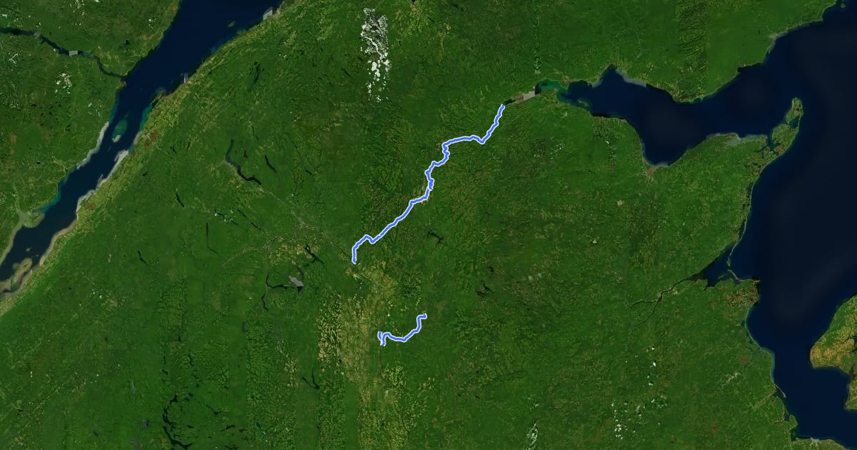 Маршрут NB Trail (Perth-Andover to Campbellton) на спутниковом снимке