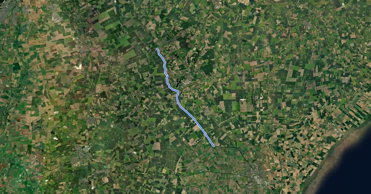 Маршрут NCN 1 Boston to Lincoln (proposed realignment) на спутниковом снимке