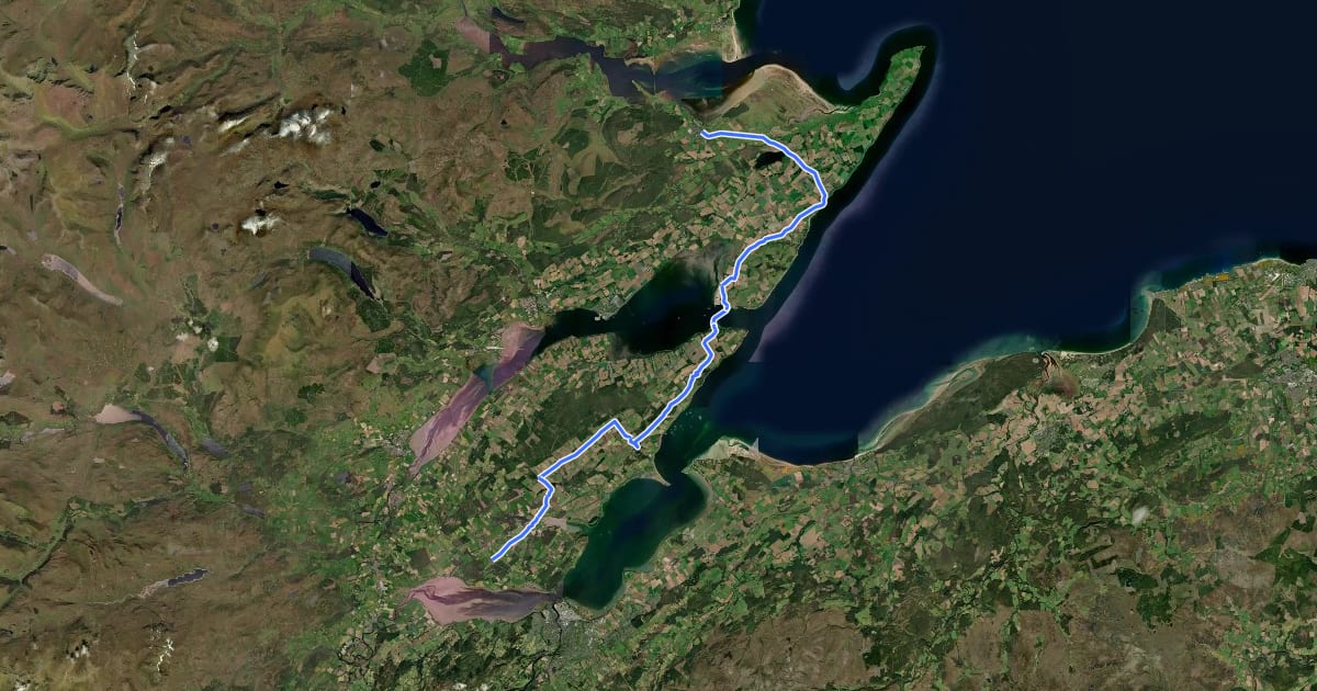 Маршрут NCN 1 Cromarty alternative на спутниковом снимке