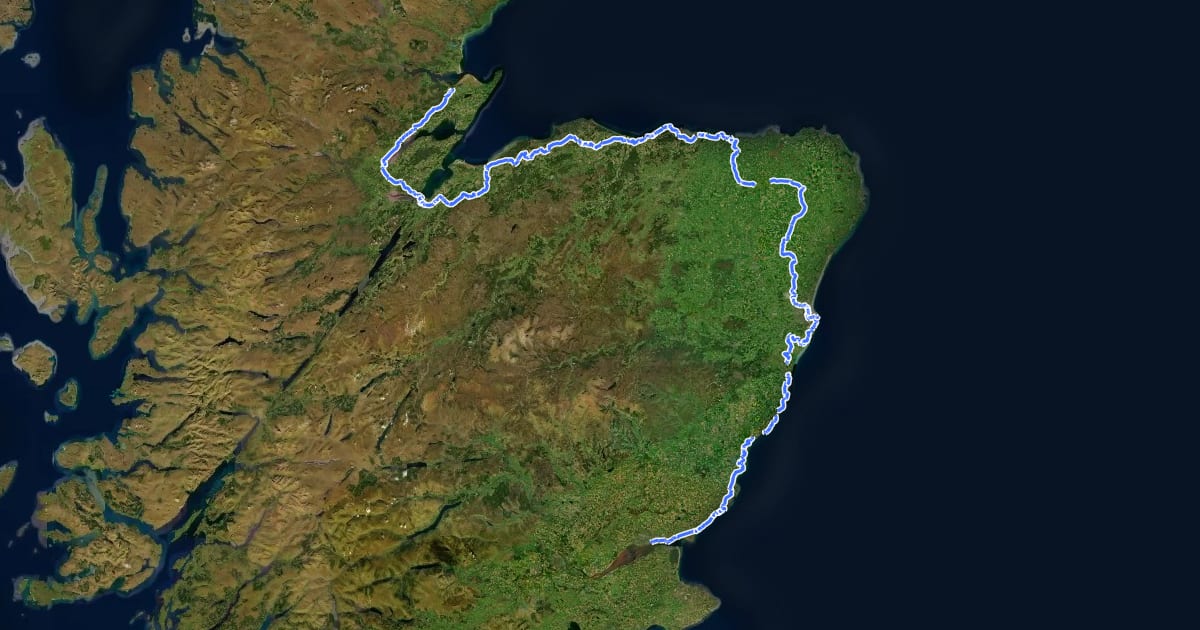 Маршрут NCN 1 Dundee to Tain на спутниковом снимке