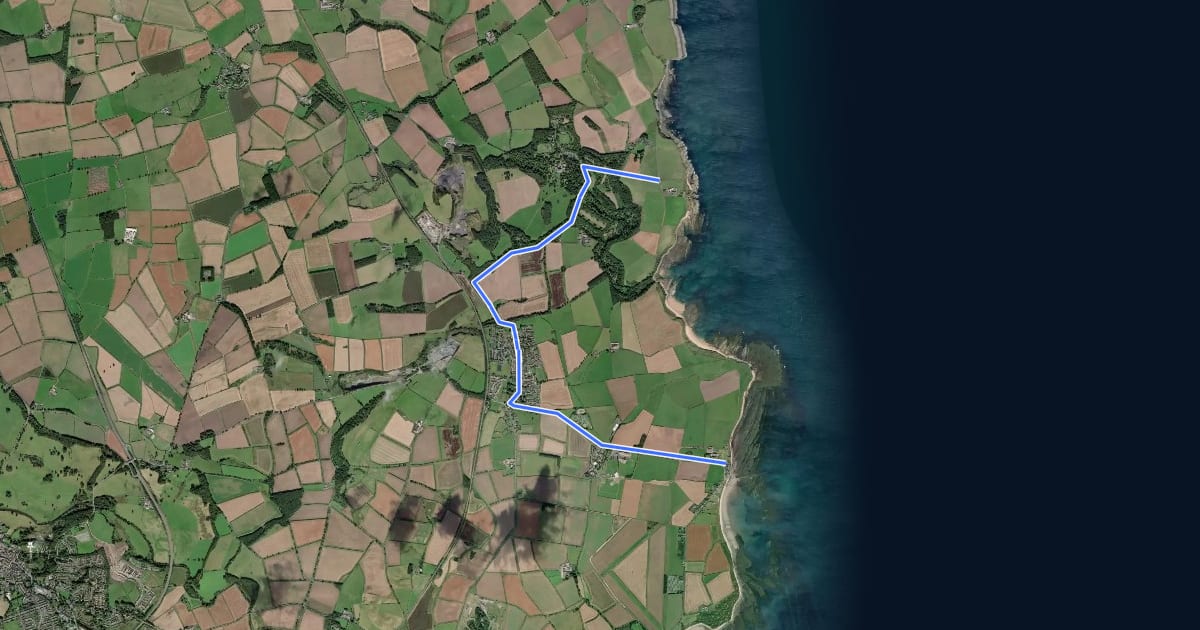 Маршрут NCN 1 Longhoughton alternative на спутниковом снимке
