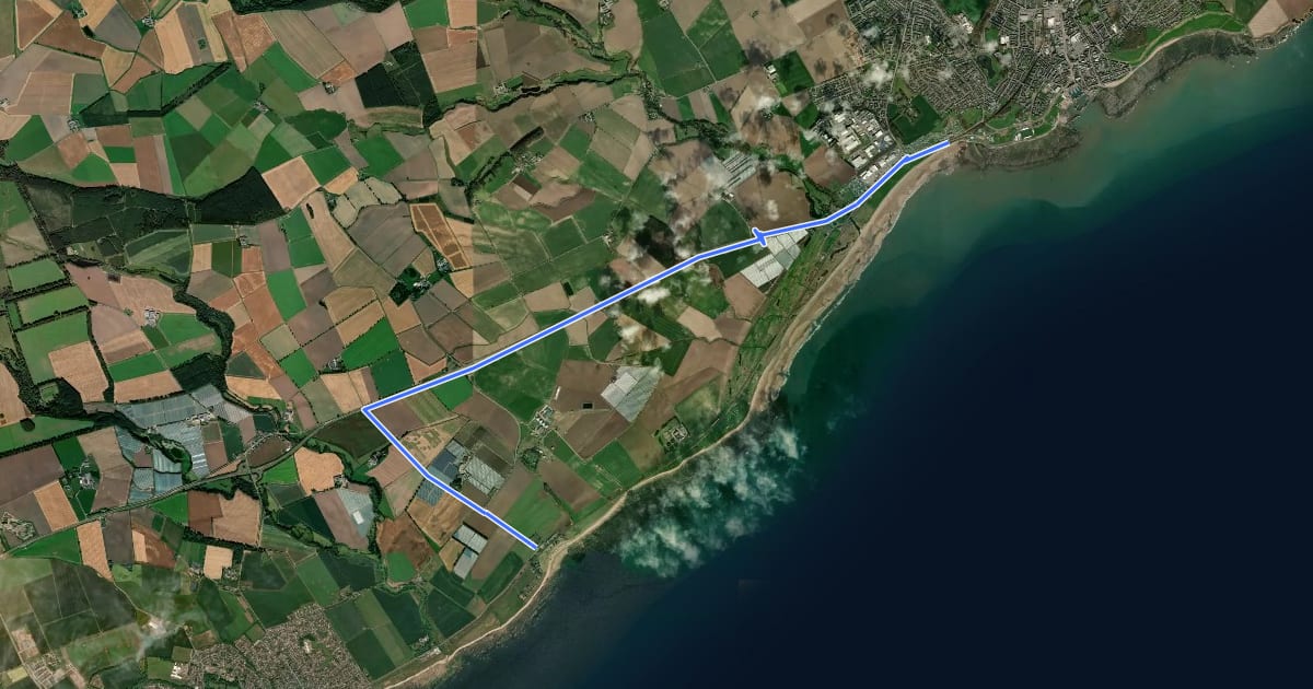 Маршрут NCN 1 Three Mile Wood alternative на спутниковом снимке