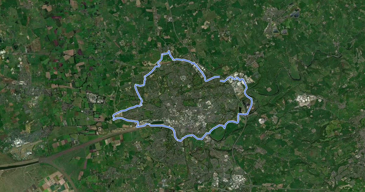 Маршрут NCN 622 Preston Guild Wheel на спутниковом снимке