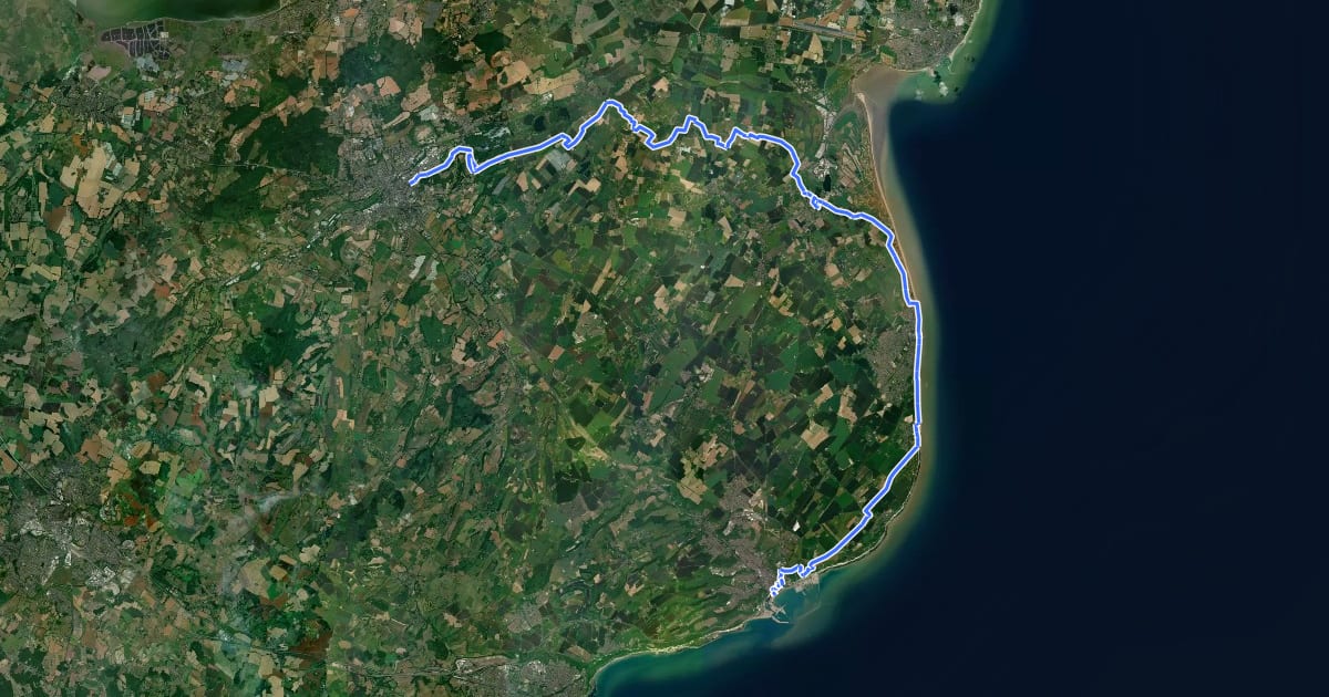 Маршрут NCN National Route 1 Dover to Canterbury на спутниковом снимке