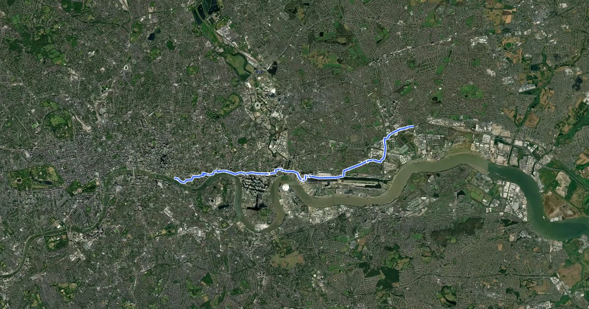 Маршрут NCN National Route 13 на спутниковом снимке