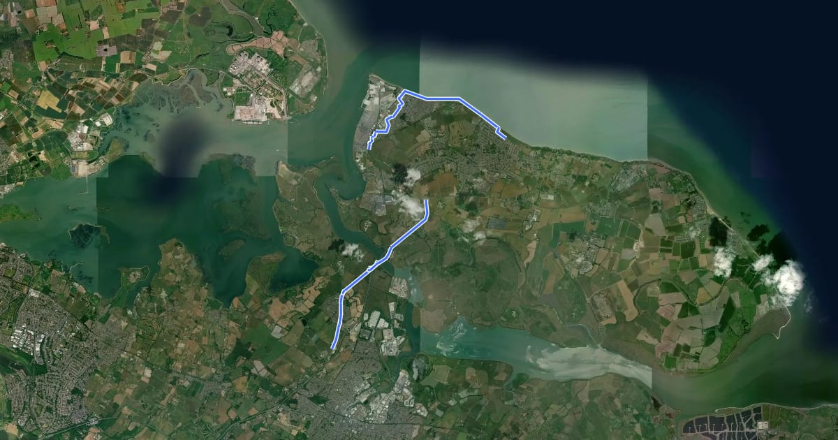 Маршрут NCN National Route 174 на спутниковом снимке