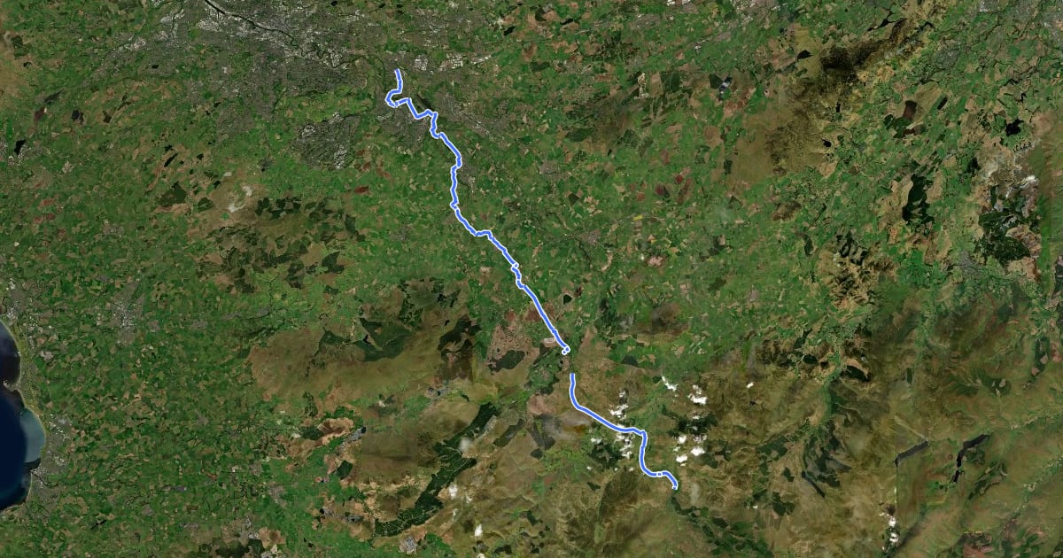 Маршрут NCN National Route 74 на спутниковом снимке