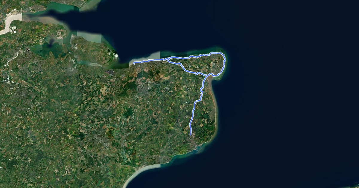Маршрут NCN Regional Route 15 (Kent) на спутниковом снимке