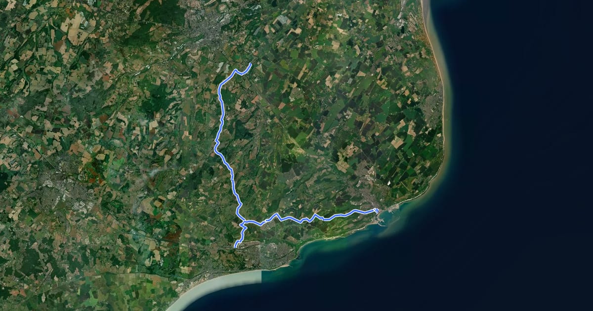 Маршрут NCN Regional Route 17 (Kent) на спутниковом снимке